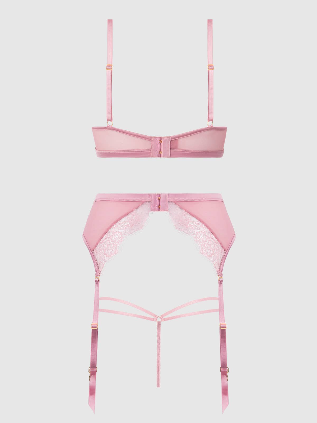 BLAIR SATIN & LACE BRA, GARTER & G-STRING SET