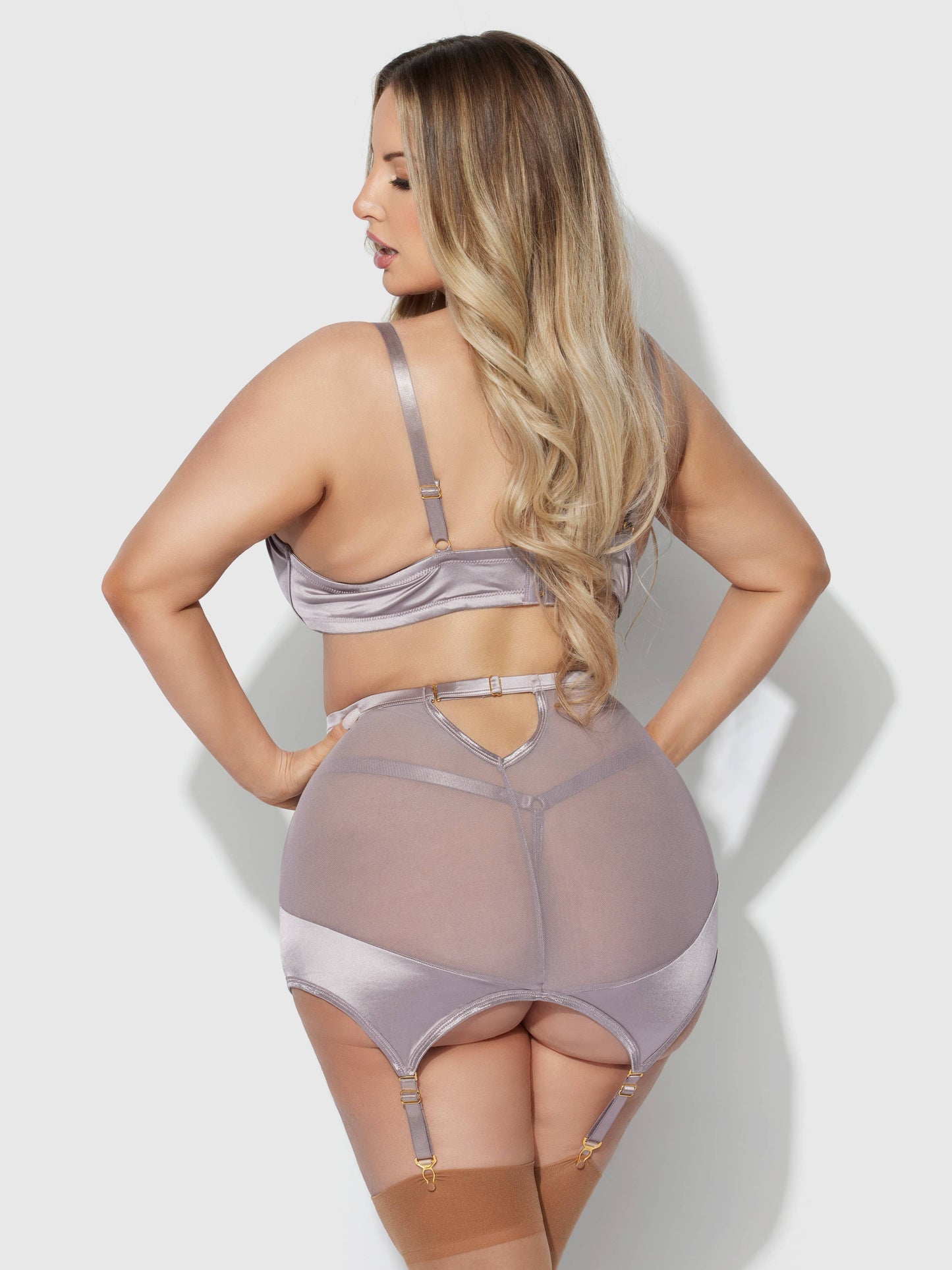 RAQUEL MESH & SILKY MICRO BRA, GARTER SKIRT & G-STRING SET